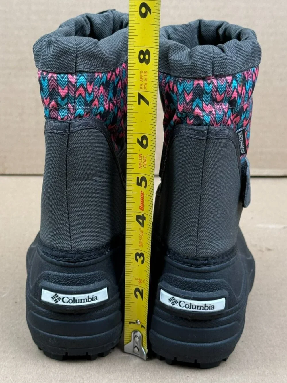 Columbia Youth Kids Waterproof Winter Snow Boots Size 8 Black Pink Teal